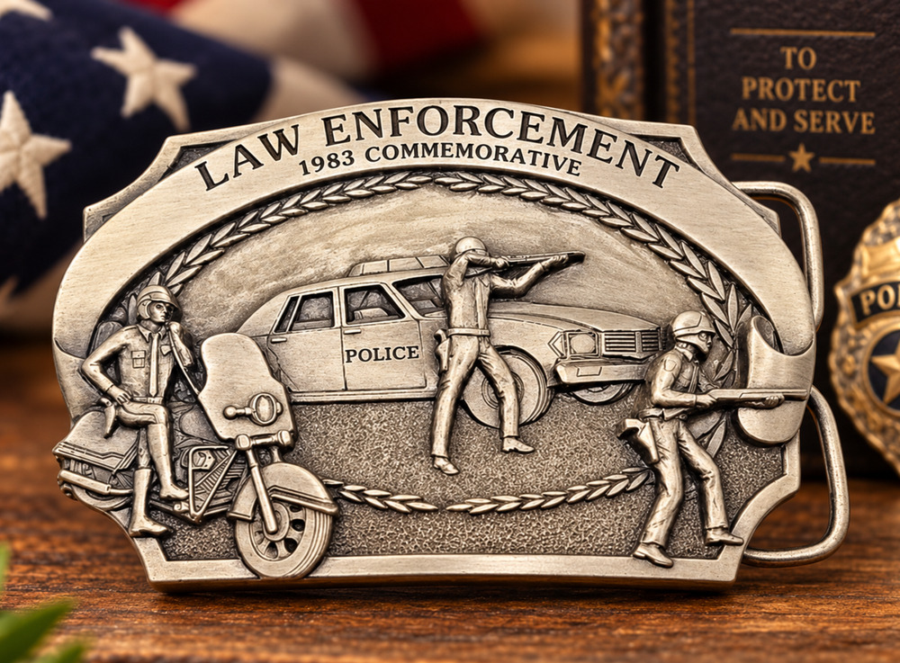 Vintage 1983 Arroyo Grande Law Enforcement Motorcycle Police Belt Buckle Limited
